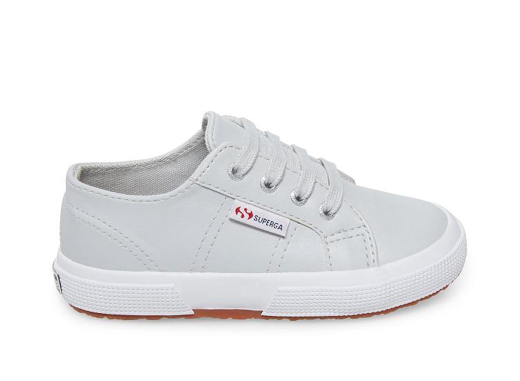 Superga 2750-Nappaleaj Light Grey Leather - Kids Superga Shoes